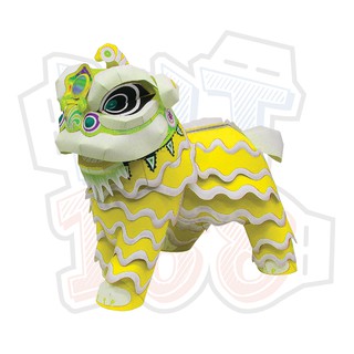 Mô hình giấy Lễ hội tết múa lân màu vàng