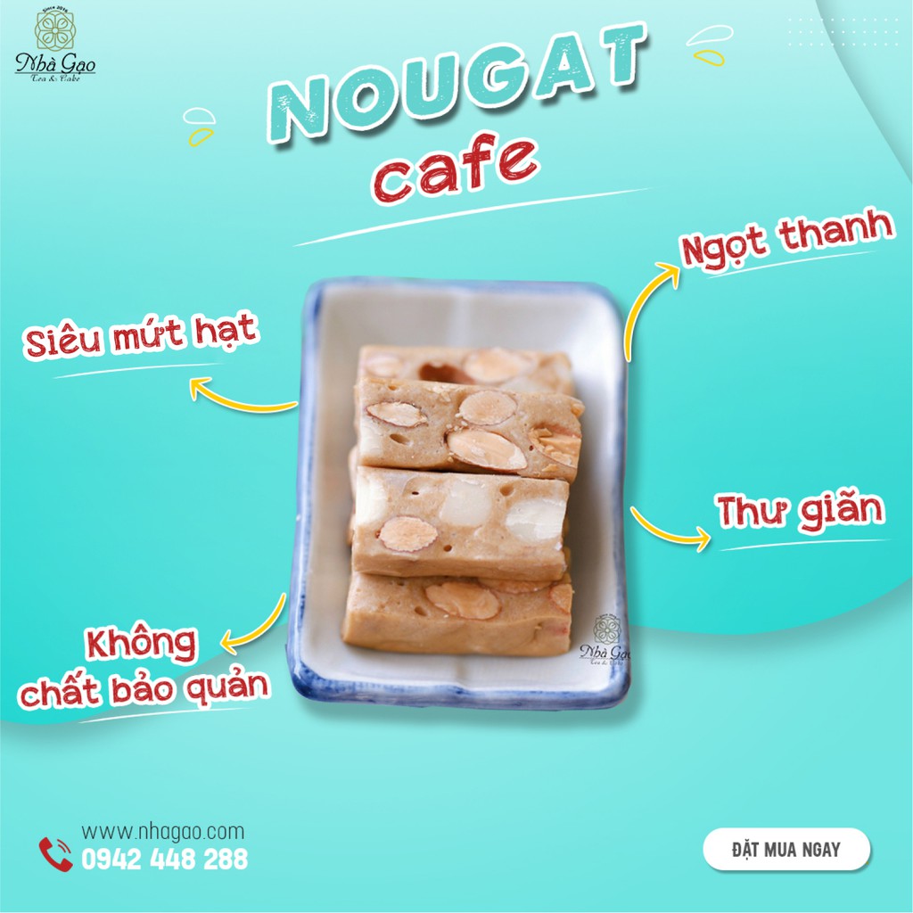Kẹo nougat Nhà Gạo vị cafe siêu hạt hộp 300gr