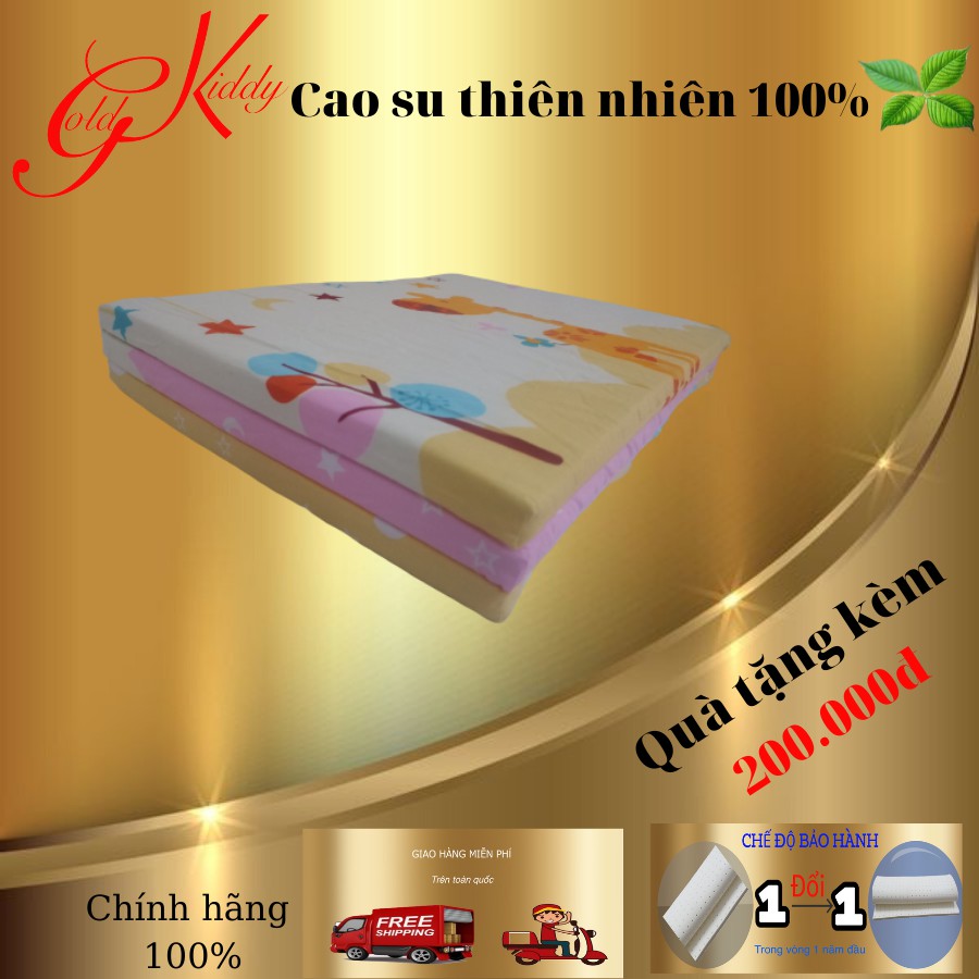 Nệm xếp cao su non, thiên nhiên Gold Kiddy dành cho trẻ Kích thước 70*120*2,5cm [tặng áo nệm vải cotton cao cấp]
