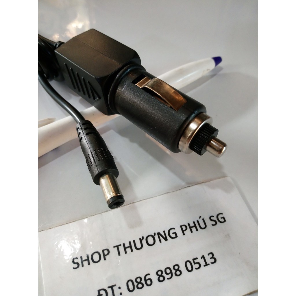 Dây cáp sạc trên Ô tô: Đầu tẩu thuốc sạc 12V - 24V trên Ô tô  - Chuẩn cắm 5.5mm - Cáp dài 1.2M.