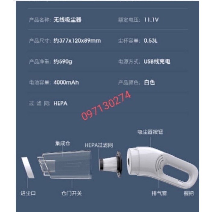 Máy hút bụi cầm tay VACUUM CLEANER CÔNG SUẤT LỚN 15000Pa