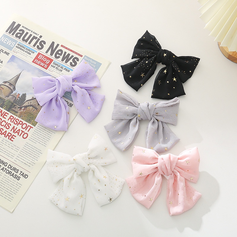 Kẹp Tóc Hình Ngôi Sao / Nơ Xinh Xắn Phong Cách Hàn Quốc