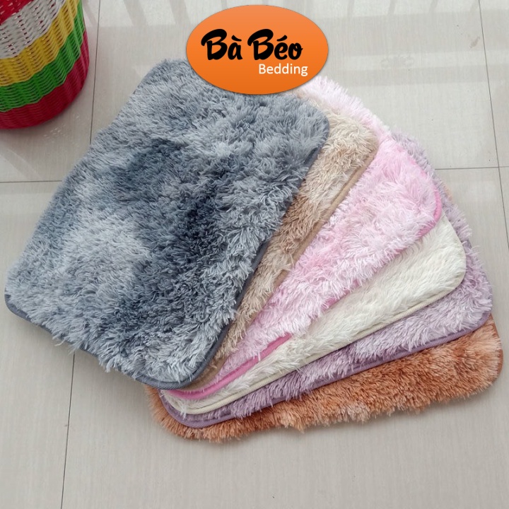 Thảm chân lông xù, Thảm chùi chân, thảm lau chân lông xù loang cao cấp 40x60cm siêu mềm mịn, đế chống trơn trượt, thiết