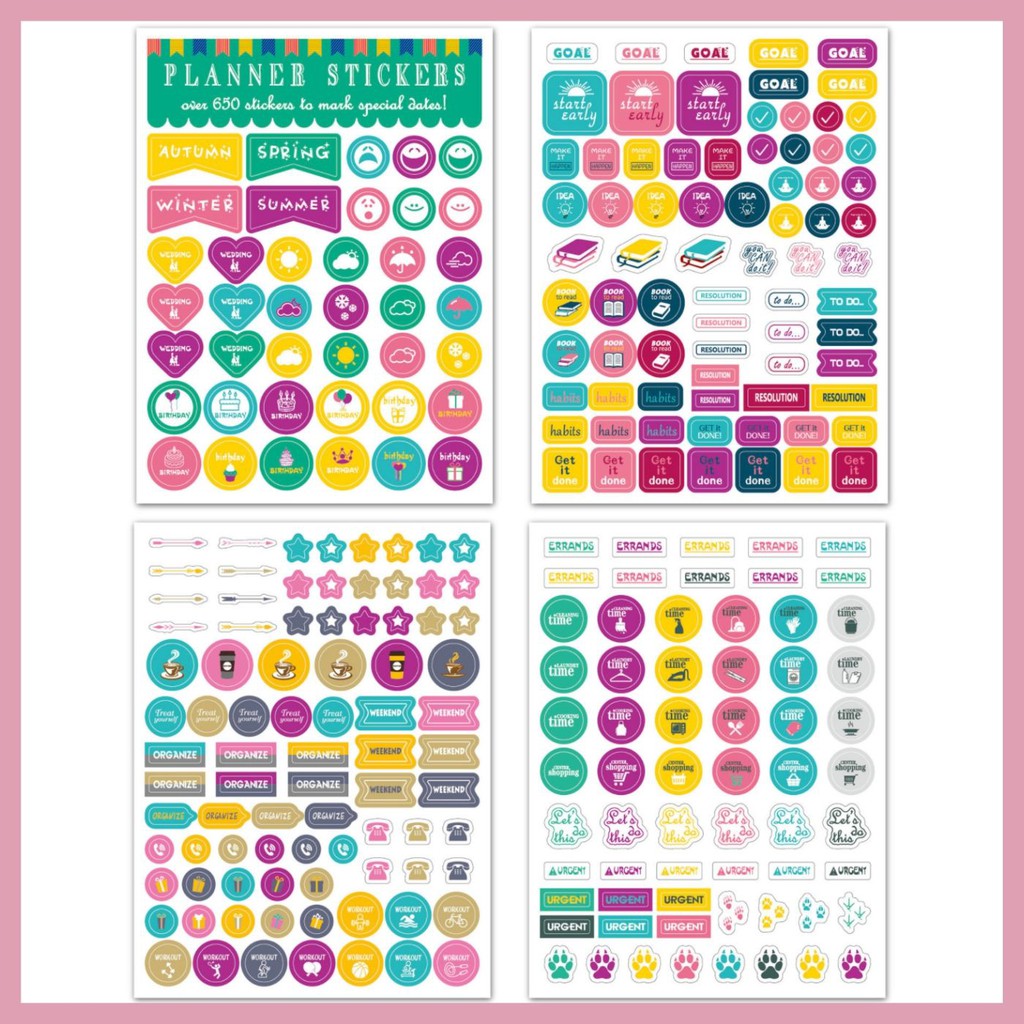 SET STICKER PLANNER 12 TẤM COLORFUL