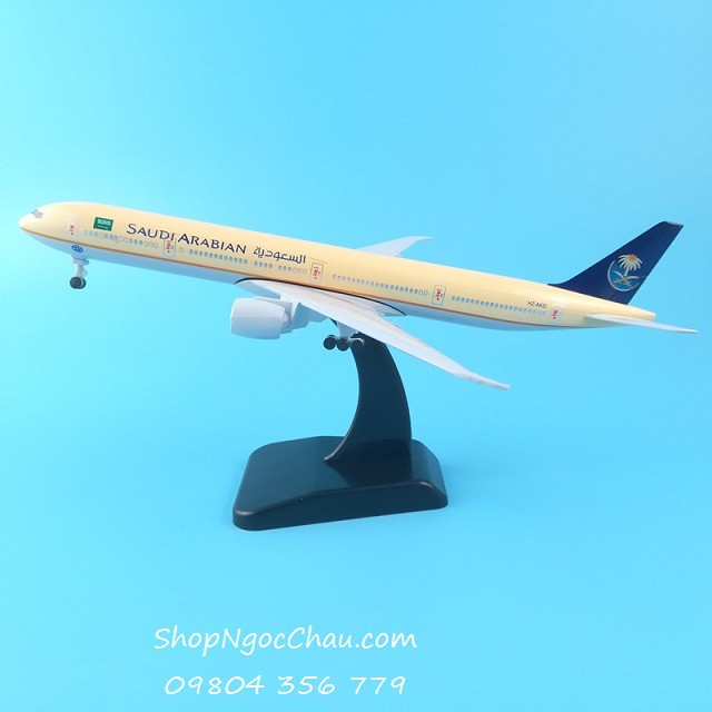 Mô hình máy bay tĩnh Boeing 777-300ER Saudi Arabian Airlines 18cm có bánh xe