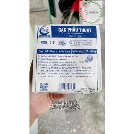 Gạc Y Tế, Phẫu Thuật An Lành 10cmx10cmx 6 Lớp  - Gạc Phẫu Thuật Đắp Vết Thương 6 lớp