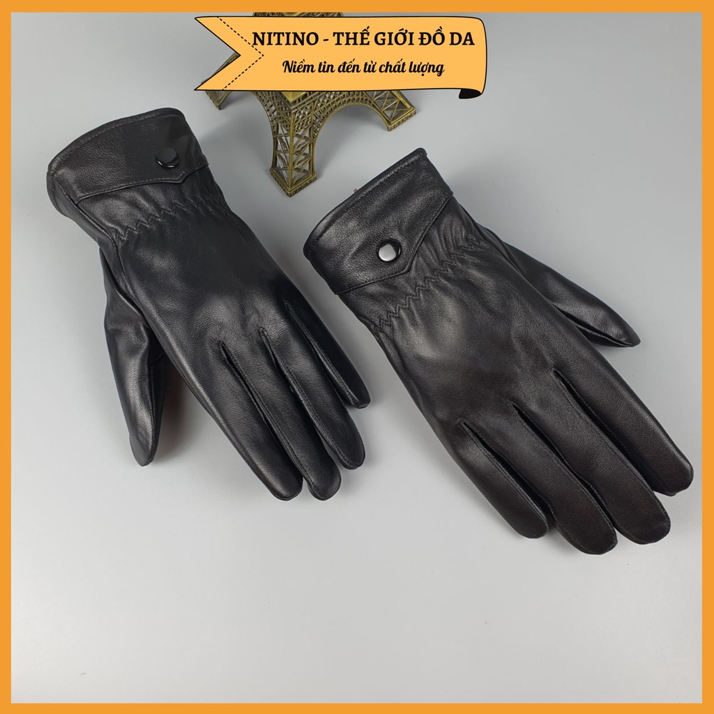Găng tay da cho nam chất liệu da dê thật 100% (có hộp đựng cao cấp) GT02