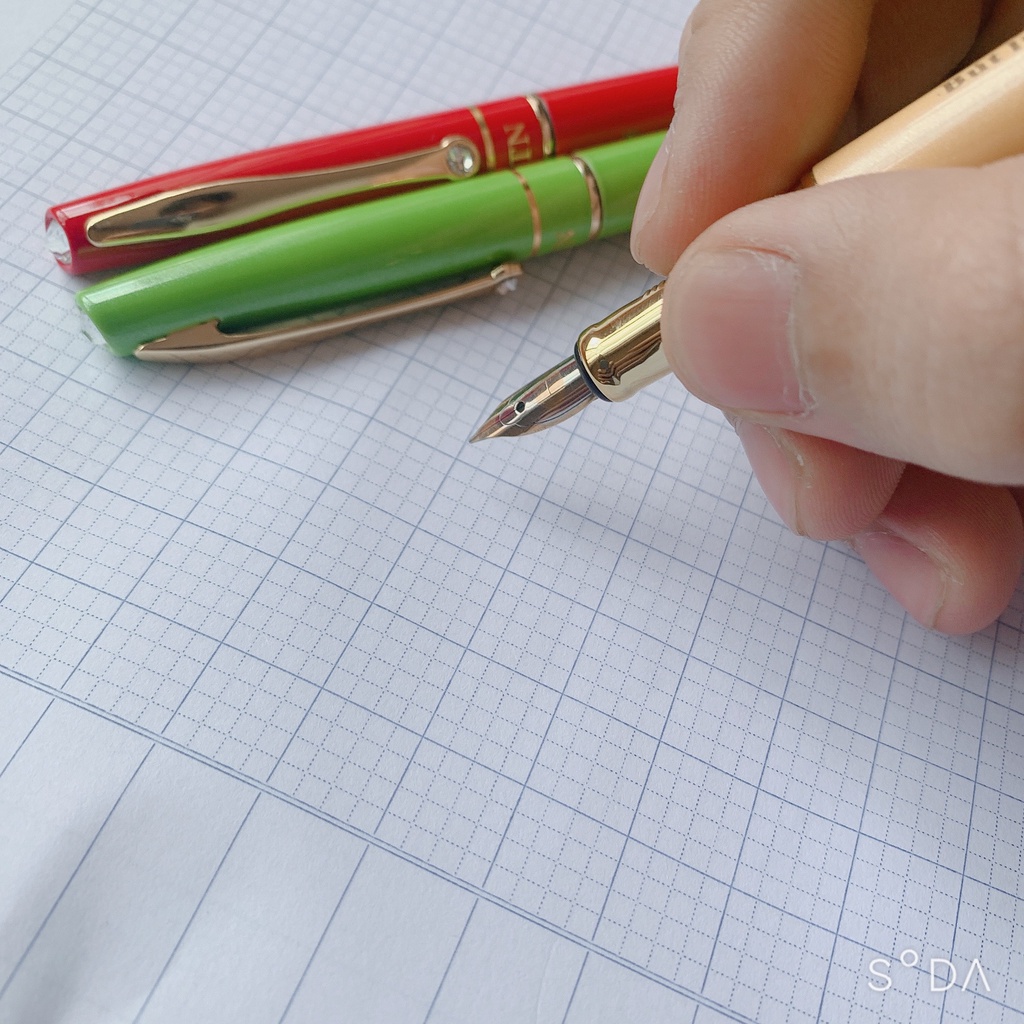 Bút máy bút mực ngòi mài hoa vàng Trạng Nguyên 30 viết cực thích