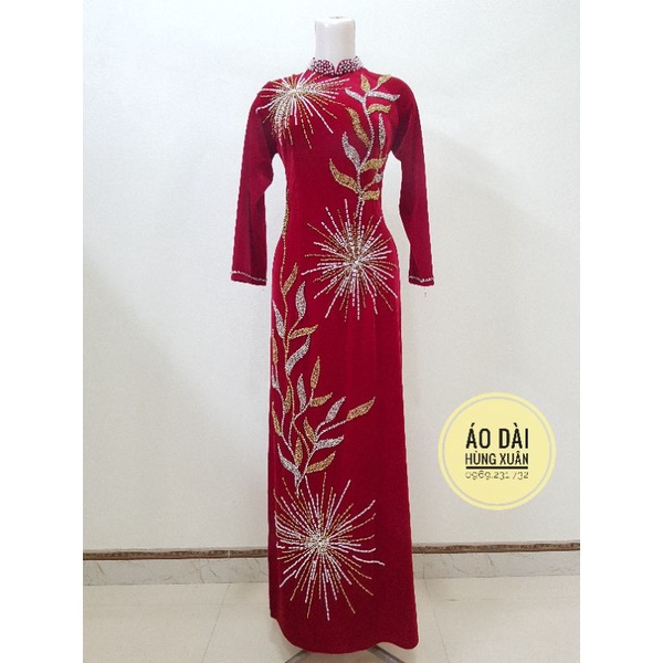 Áo dài vải Nhung đính đá