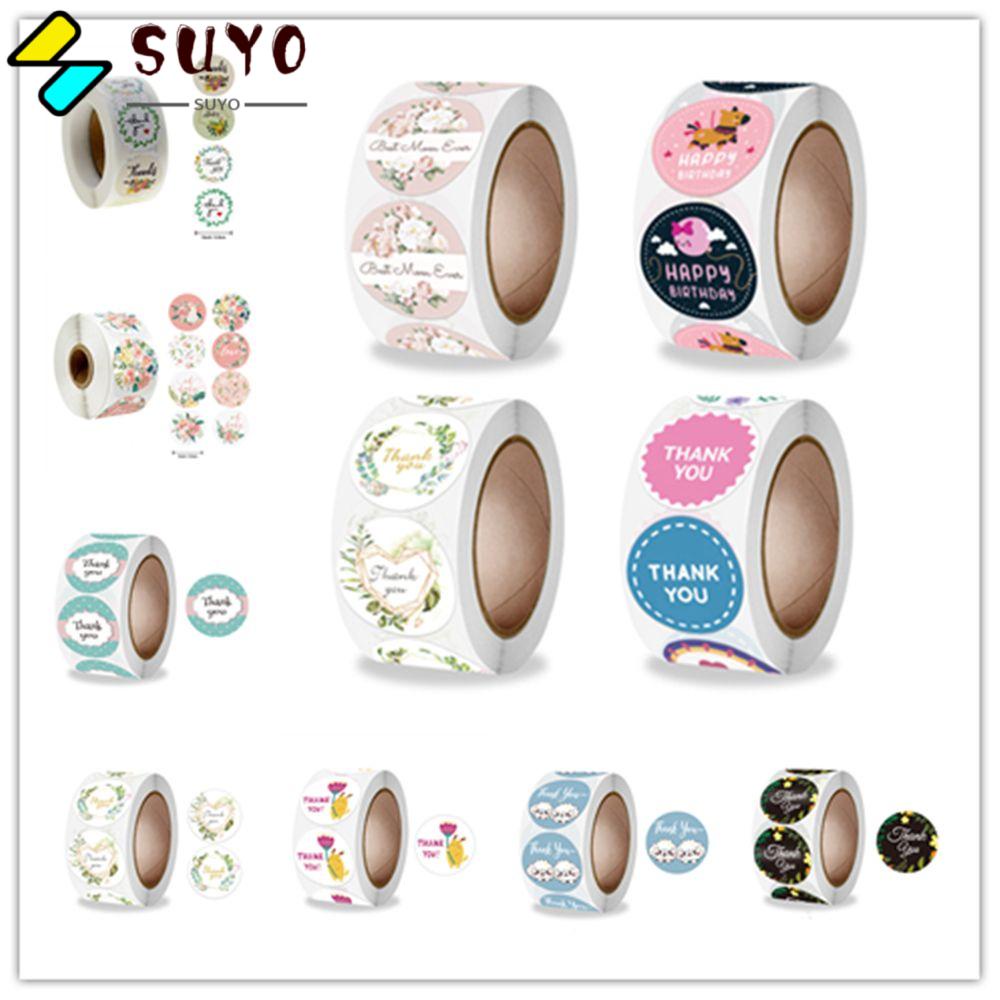 Nhãn dán trang trí sổ tach túi quà in chữ Thank You độc lạ