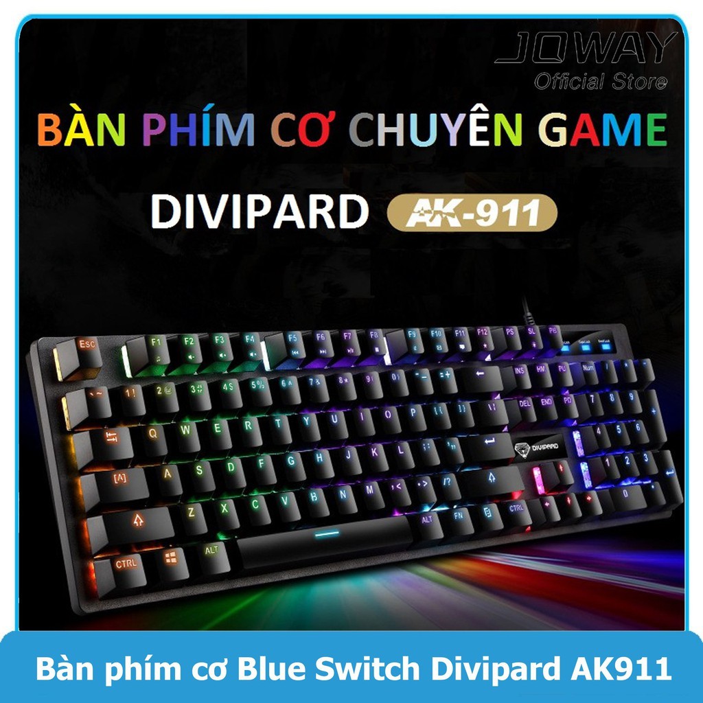 Bàn Phím Cơ Gaming LED 7 Màu Divipard AK911, Bàn Phím Cơ Chuyên Game Divipard AK911 Tích Hợp Led 7 Màu
