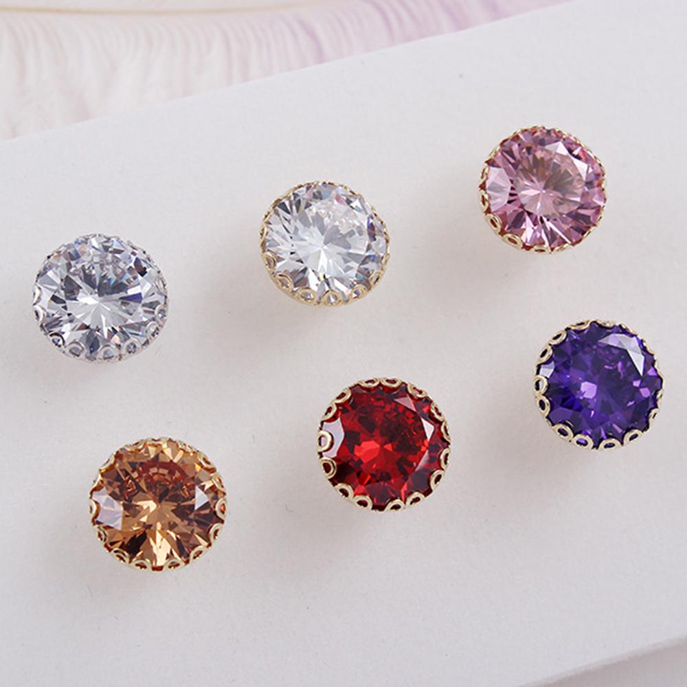 IVORY Khuy Măng Sét Tròn Không Cần Đóng Đinh Đính Đá Đơn Giản Cho Nữ