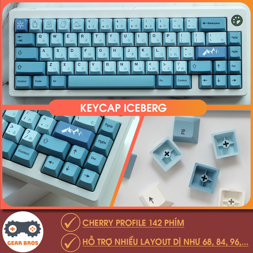 Keycap Iceberg Cho Bàn Phím Cơ Chất Liệu Thick PBT Cherry Profile In Dyesub 142 Phím | Gearbros