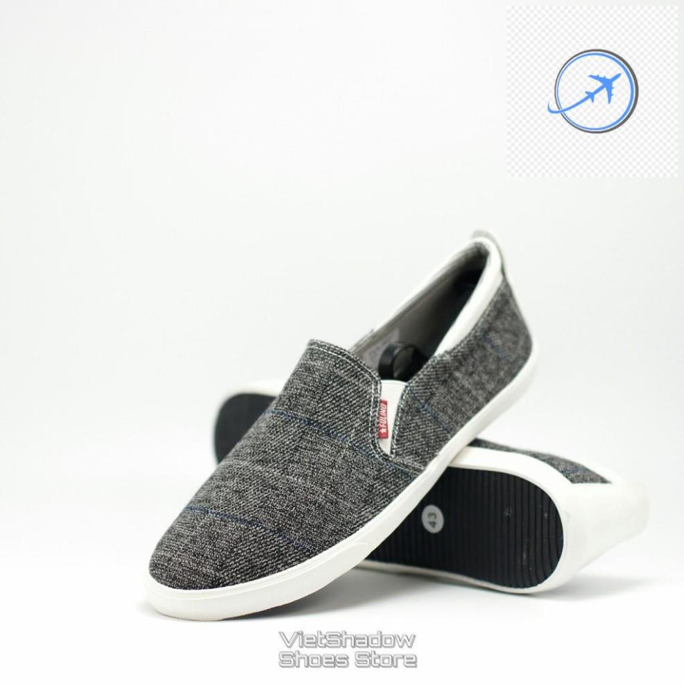 🕶️❤️ Slip on | Giày lười vải nam Made in Vietnam - Vải thô màu ghi kẻ caro - Mã SP 1822 hàng Quảng Châu 🕶️❤️
