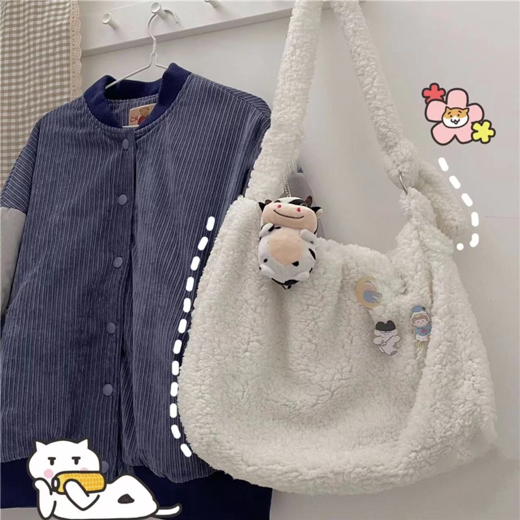 Túi Xách Lông Nhung Kích Thước Lớn Dễ Thương Xinh Xắn Cho Nữ