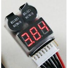 Đồng hồ đo điện áp pin 1-8S tích hợp còi hú báo hết pin dành cho pin lipo, li-ion xe điều từ xa, tàu thuyền mô hình RC