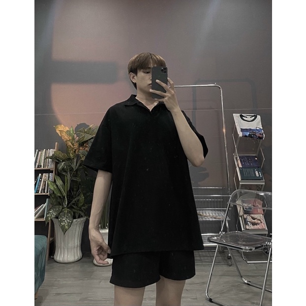 ÁO THUN POLO BASIC FORM RỘNG UNISEX NAM NỮ (hình chụp thật)