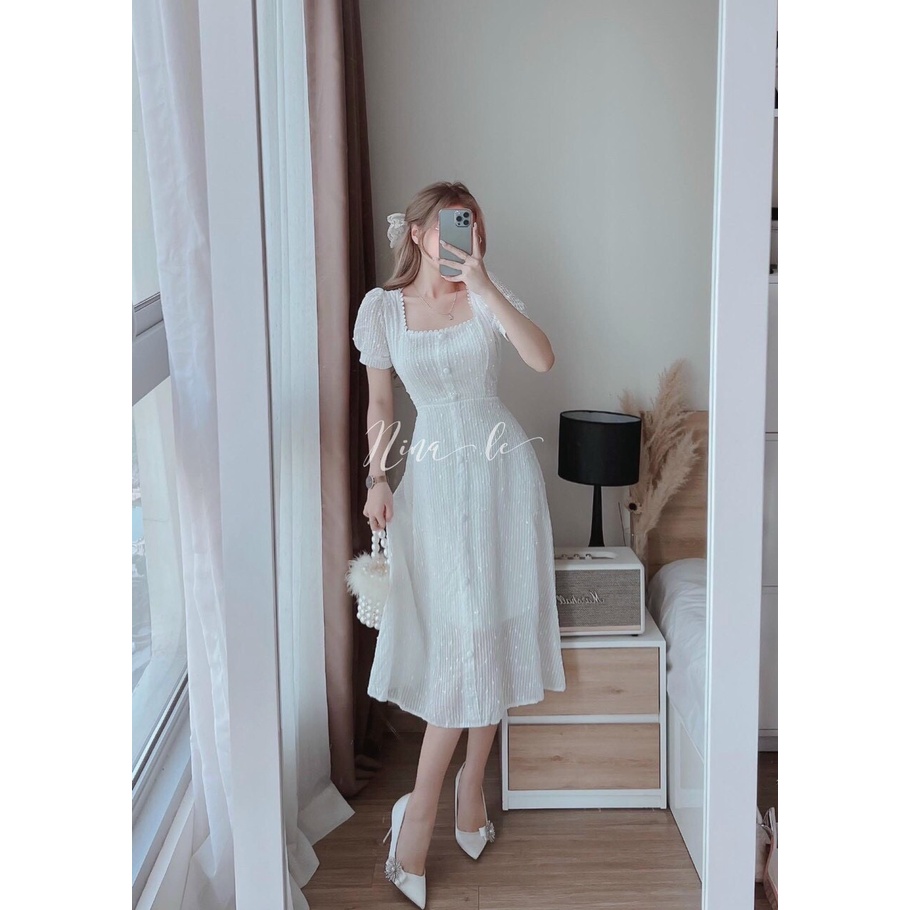 Đầm trắng cổ vuông siêu xinh | BigBuy360 - bigbuy360.vn
