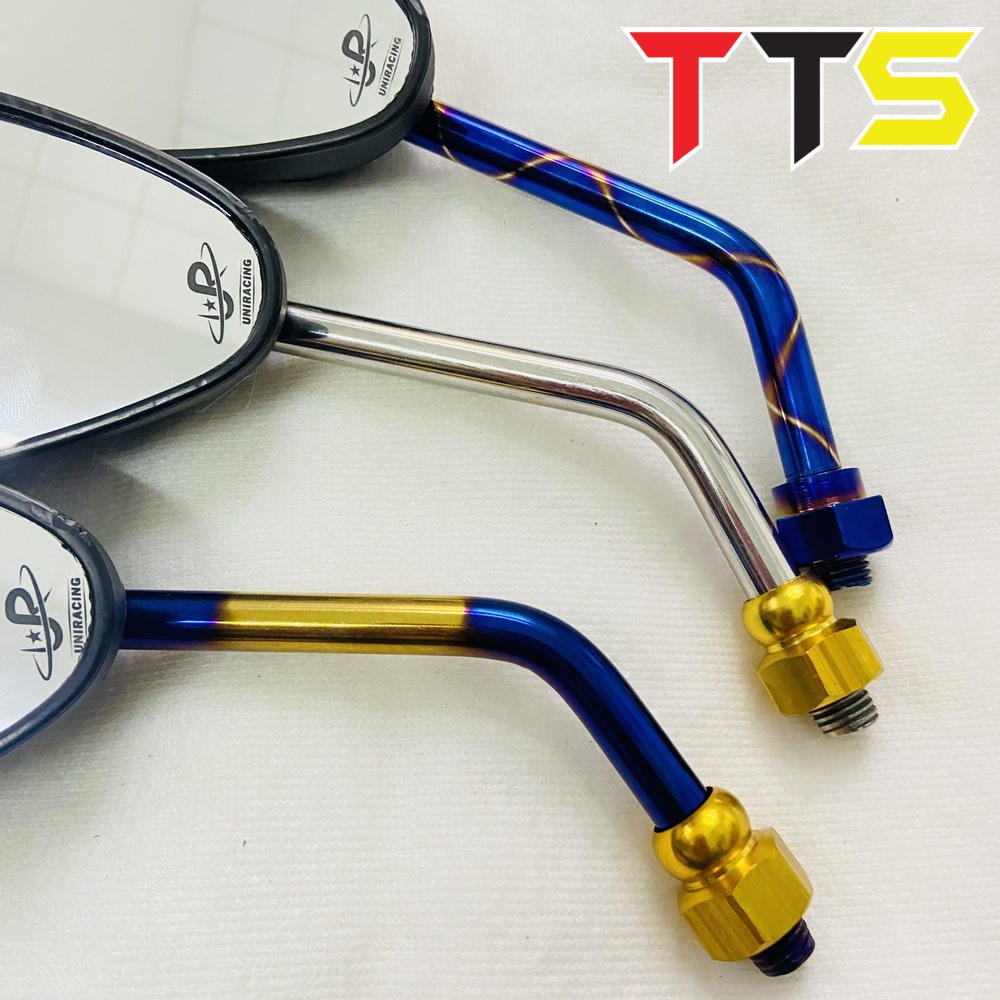 Gương , kính xe máy chân xanh vàng mẫu CRG lẻ 1 cây bên trái ( Chân 10ly răng thuận )