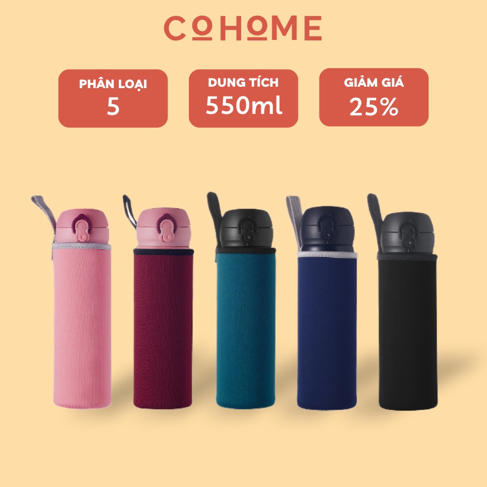 Túi đựng bình giữ nhiệt 550ml chống va đập, túi bình nước có vải dày cách nhiệt kèm tay xách