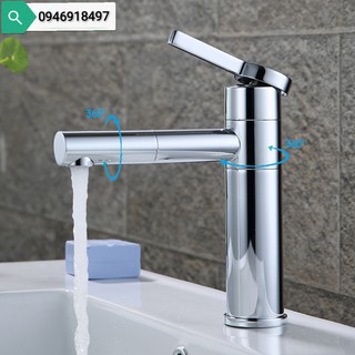 vòi lavabo nóng lạnh thân và vòi xoay 360 độ