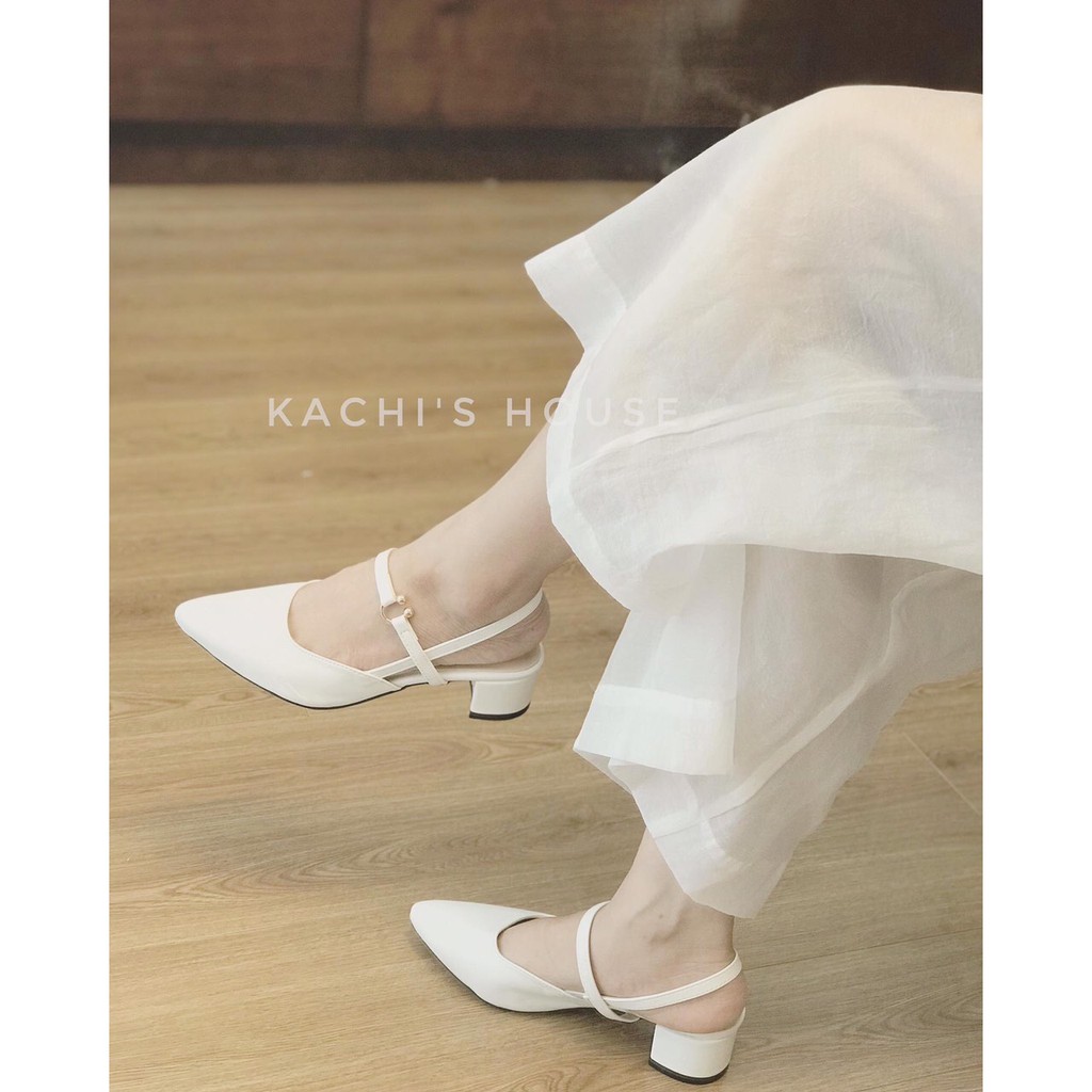 Giày sục nữ đính hạt hồ ly mũi nhọn. Ảnh thật