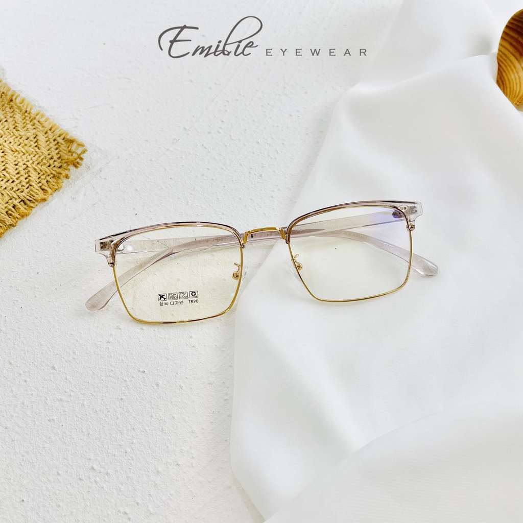 Gọng kính clubmaster nam nữ Kính mắt Emilie chất liệu kim loại kết hợp nhựa dẻo phụ kiện thời trang 2723
