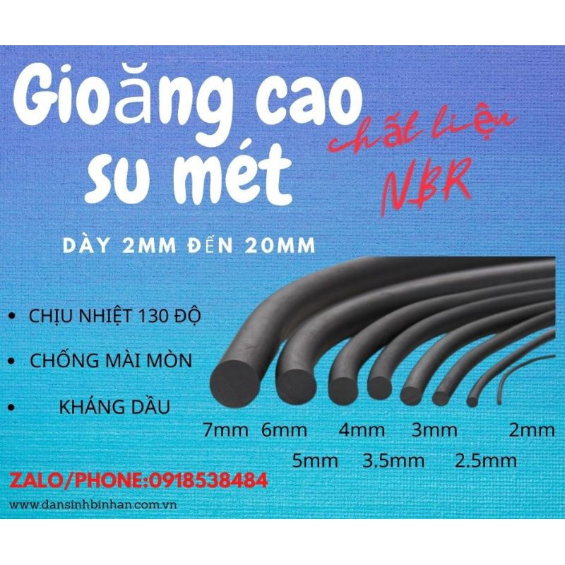 Gioăng cao su NBR dạng Mét độ dày từ 2mm đến 20mm