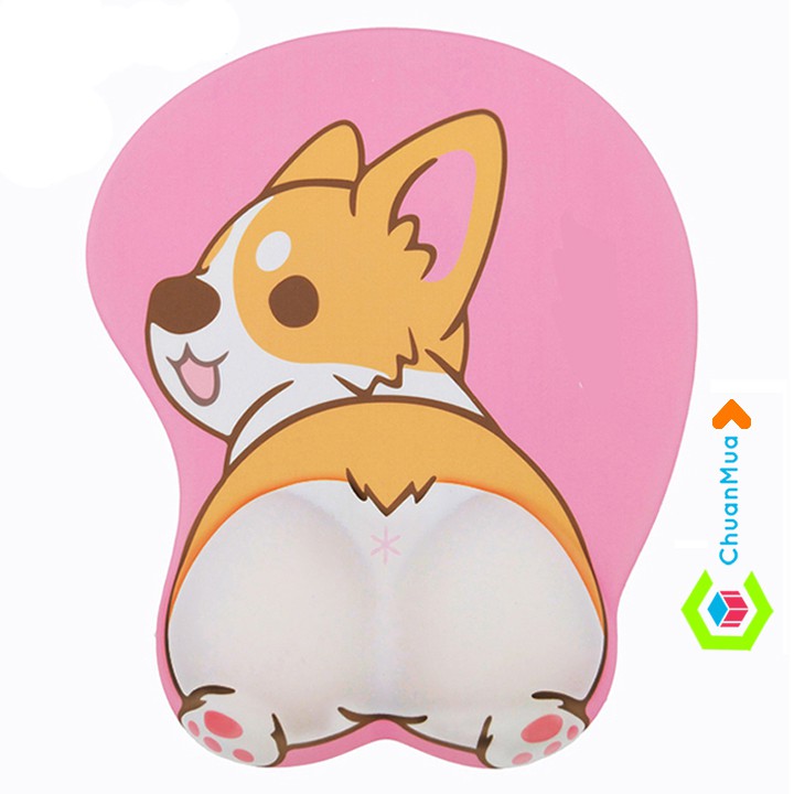 Lót Chuột Có Đệm Tay SILICON Hình Mông Cún Cực Xinh (Corgi, Poodle, Bulldog, Husky và Chân mèo) | BigBuy360 - bigbuy360.vn