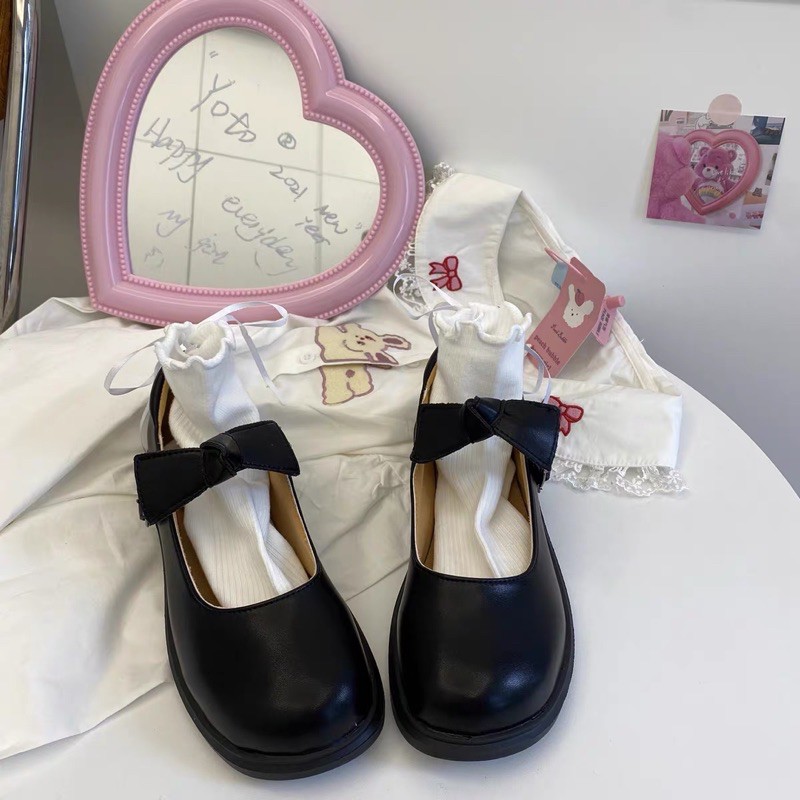 Giày búp bê có quai nơ Mary Jane vintage lolita ulzzang Hàn Quốc [Yannie]