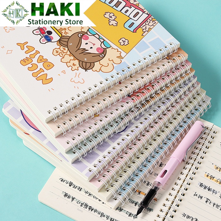 Sổ lò xo A5 HAKI, sổ tay cute ghi chép hoạt hình dễ thương đáng yêu S18