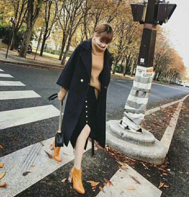 Chân váy len dáng dài,xẻ trước, khuy đính có sẵn 4 màu | BigBuy360 - bigbuy360.vn