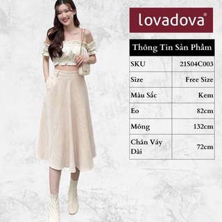 Chân váy xòe, cách điệu có túi, màu kem - lovadova 21s04c003
