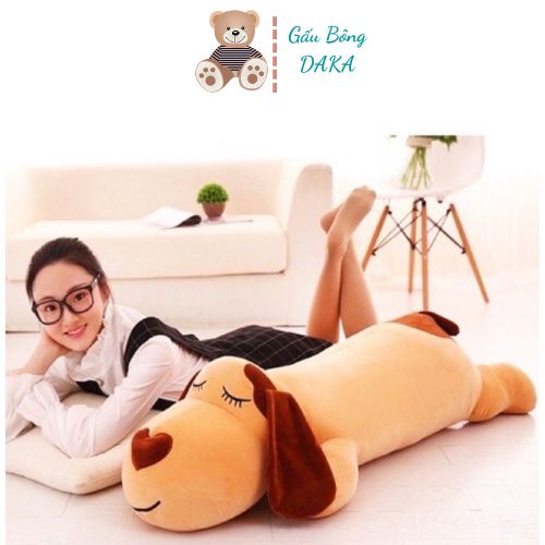 Chó Bông Nằm Lười Dài Mũi Tim - Gấu Bông Gối Ôm Chó Mũi Tim Tai Dài Siêu To Siêu Mềm Mịn Co Dãn 4 Chiều