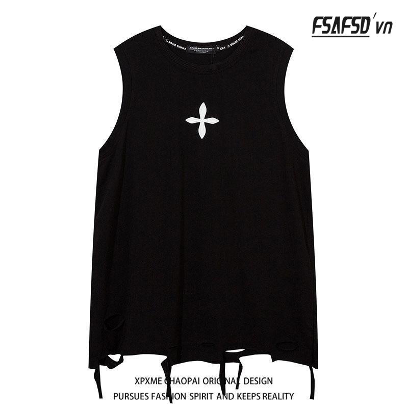 Áo Thun Nữ Không Tay Dáng Rộng Phong Cách Hip Hop Thời Trang Mùa Hè Cá Tính