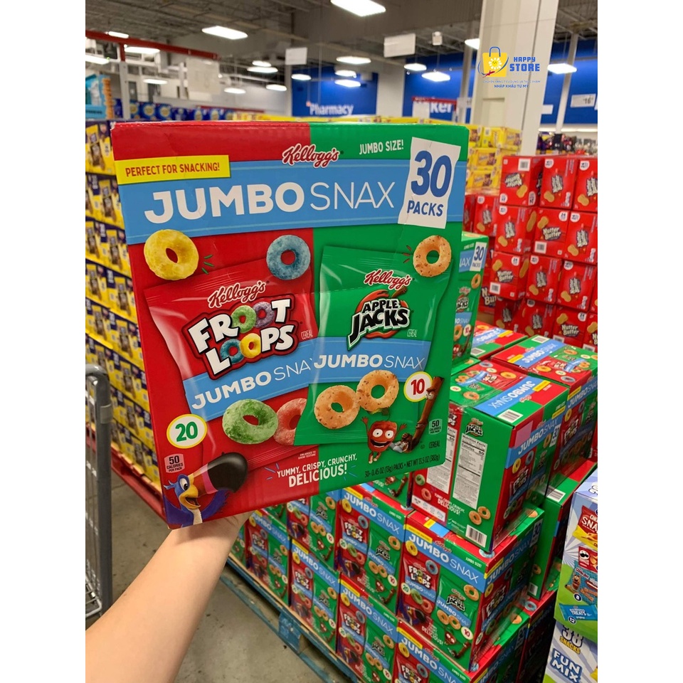 - BÁNH SNACK NGŨ CỐC FROOT LOOPS & APPLE JACK JUMBO SNAX GÓI 13GR