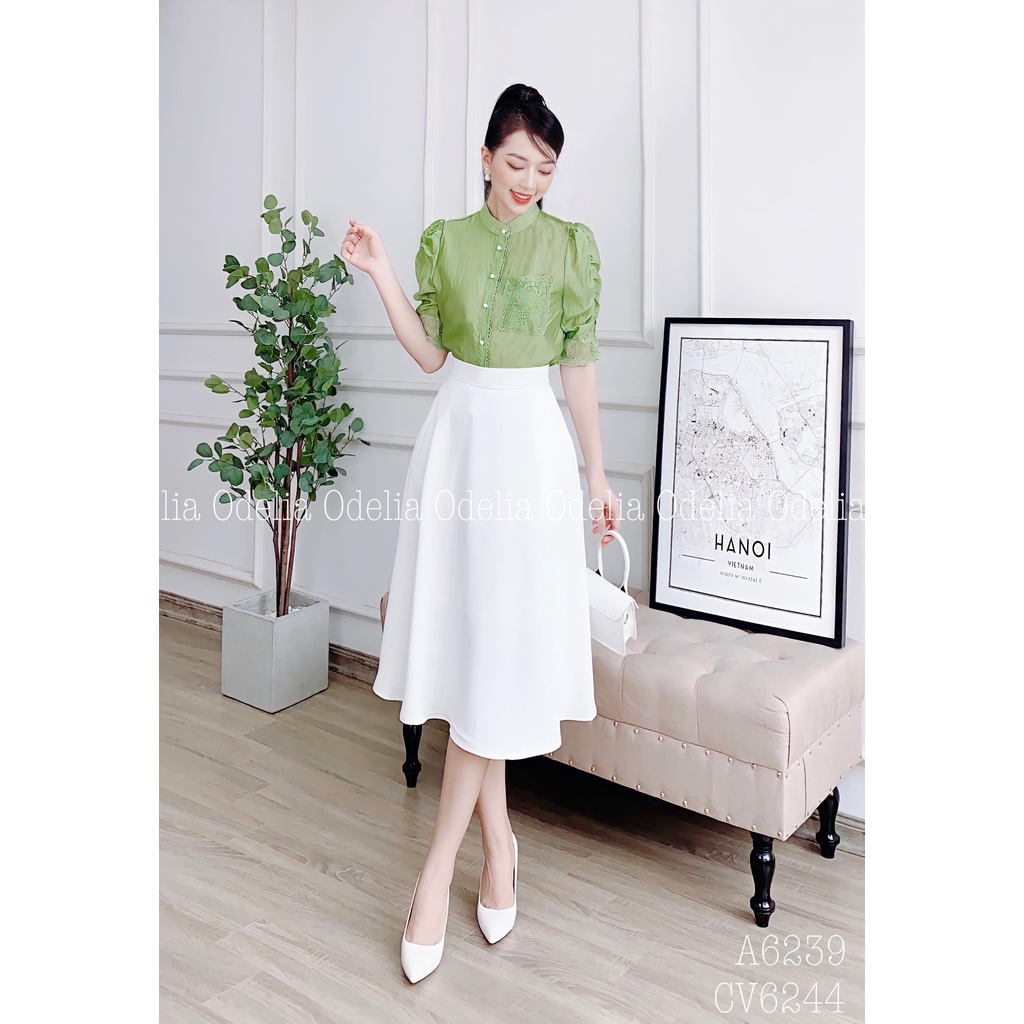 Áo sơ mi tay lỡ Odelia túi ngực - A6239