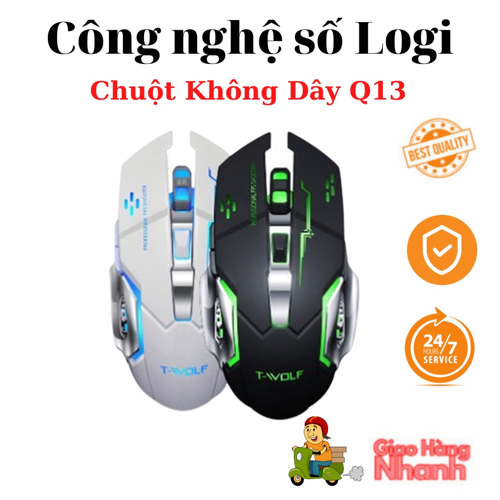 Chuột Game Không Dây Sạc Pin T- WOFT Q13 [HÀNG CHÍNH HÃNG] Chuột Không Dây LED Đổi Màu - Bh 6 Tháng