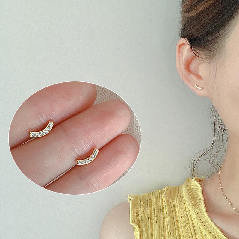 Khuyên Tai Kim Loại Đính Đá Zircon Đơn Giản Thời Trang Cho Nữ