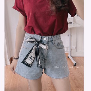 quần đùi jeans (tặng khăn) - áo thun trơn