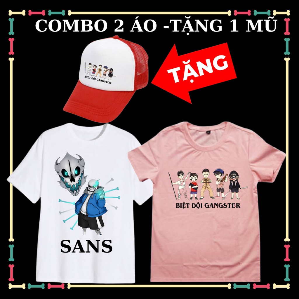 Combo 2 áo thun trẻ em Undertale Sans, Error 404, error 505 tay ngắn, đủ size áo, tặng kèm Mũ lưỡi trai.
