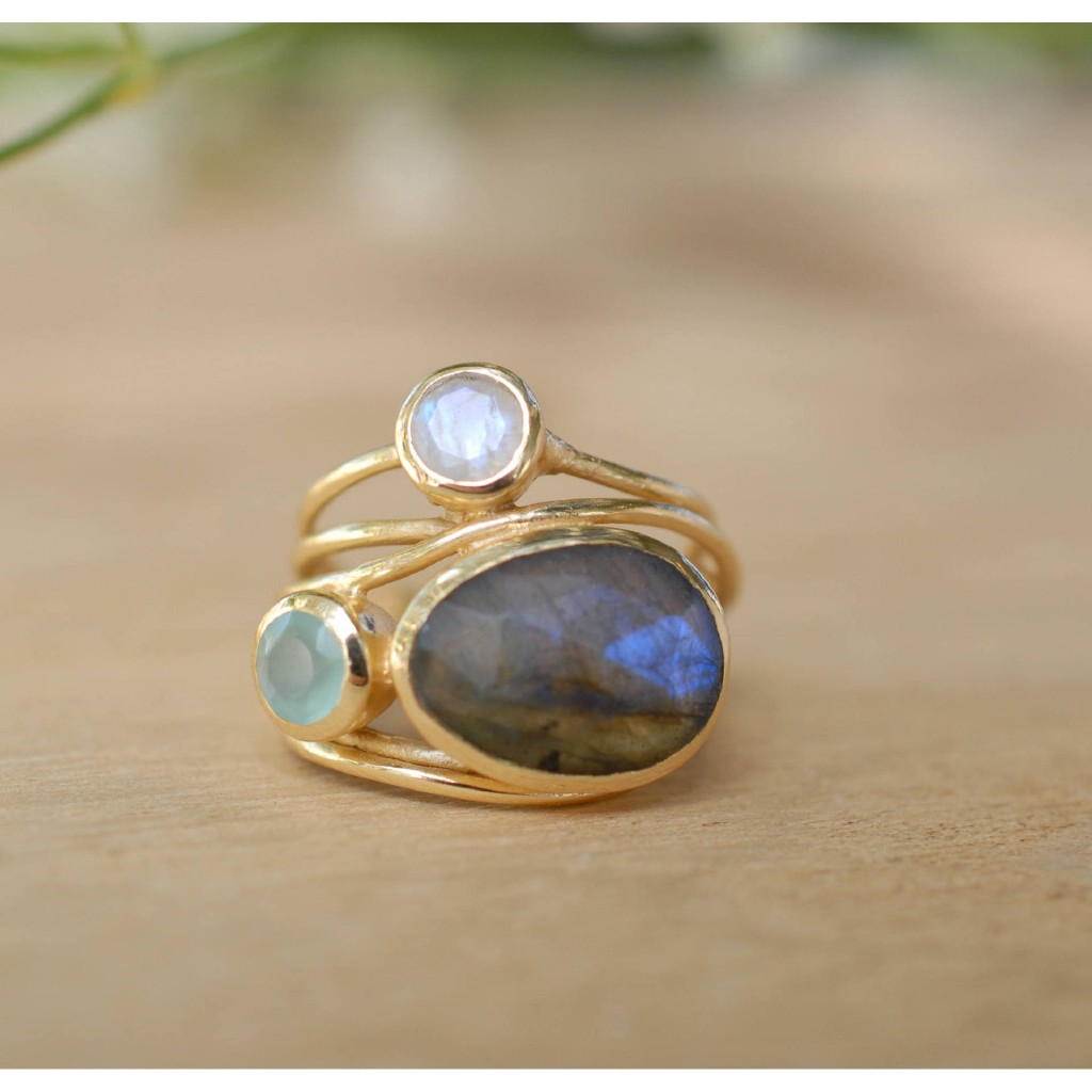 Nhẫn Đeo Tay Kim Loại Đính Đá Nhiều Màu Thời Trang Cho Nữ