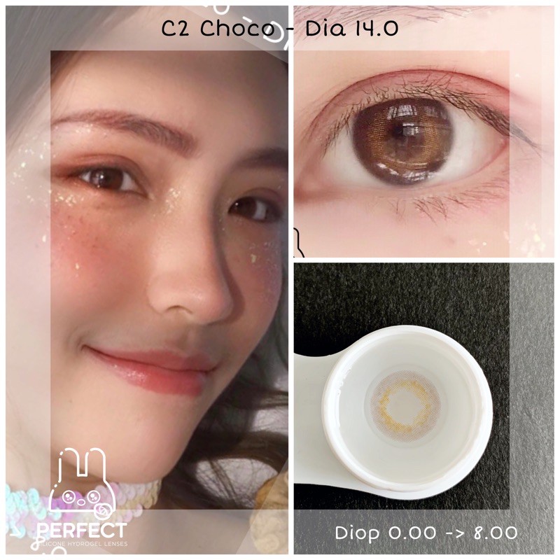 Link 2 (Giá 1 Chiếc) 14.0 (0.00->8.00) Lens C2 Choco - Kính Áp Tròng