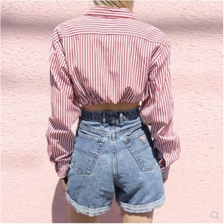 [SẴN SIZE L] SƠ MI CROPTOP (kèm ảnh thật)