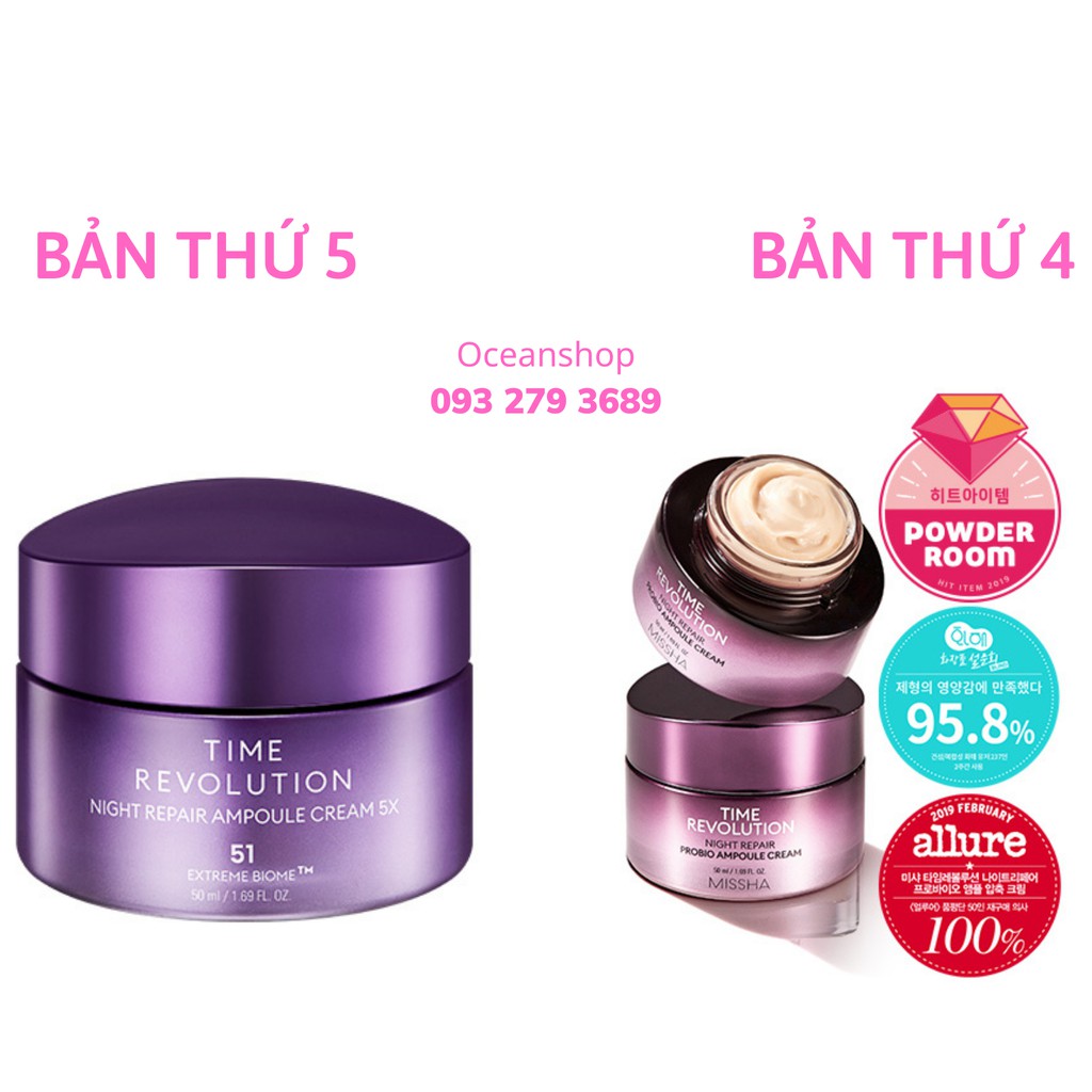 Kem Dưỡng Missha Time Revolution Night Repair Ampoule Cream 5X 50ml