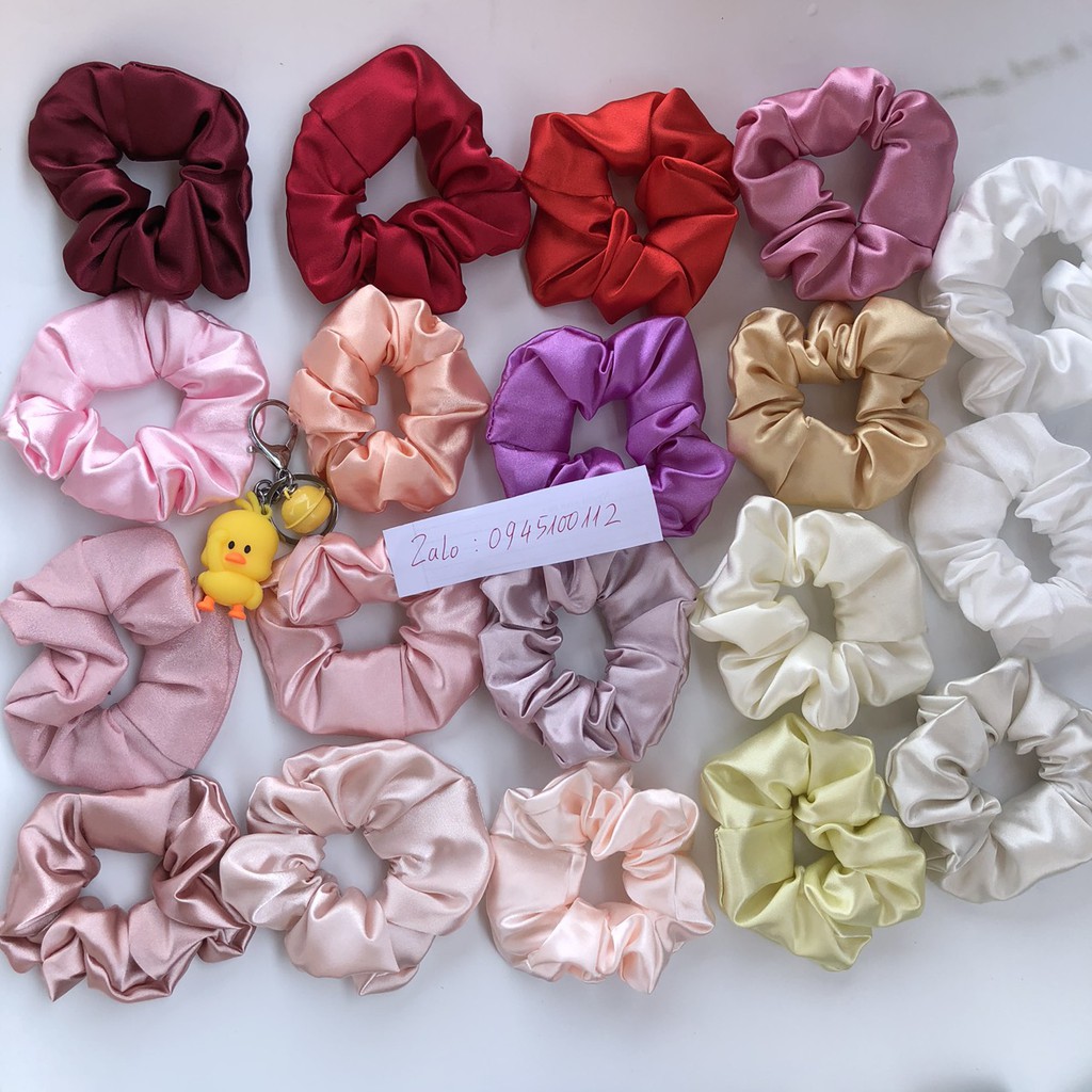 Cột tóc Vải Scrunchies - dây buộc tóc vải các màu vintage ảnh thật ( bảng 1)