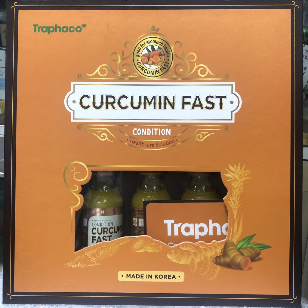 Quà tặng Combo 10 chai nước uống Curcumin Fast - Giảm viêm loét dạ dày, tá tràng - Condition Curcumin Fast