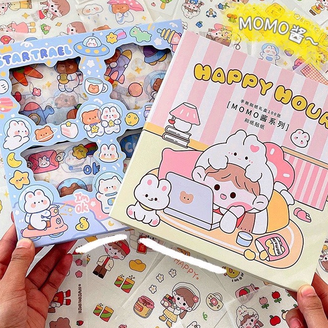 Hộp 100 tấm sticker Gấu Vũ Trụ