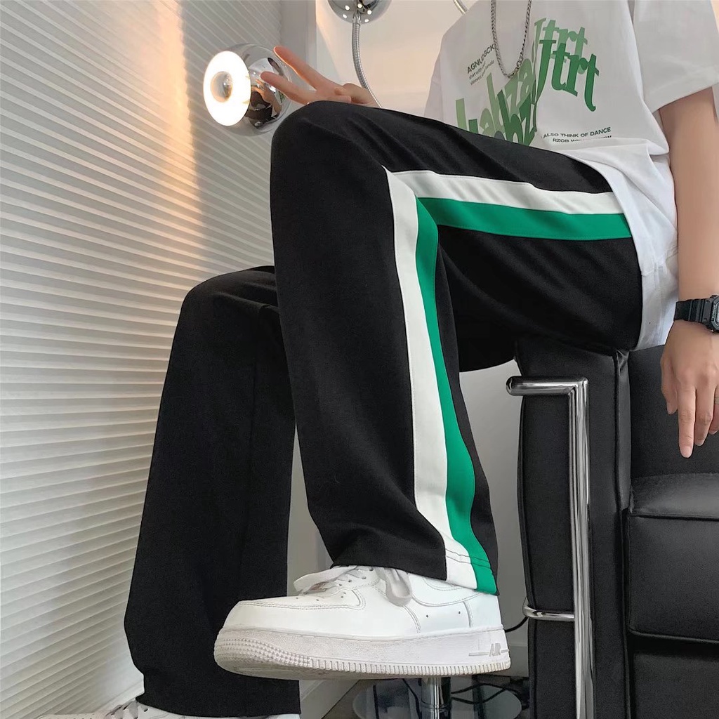 Quần Dài Thể Thao Nam Thời Trang Đường Phố Mỹ Phong Cách Hàn Quốc Chất Lượng Cao Dáng Rộng Mỏng May Kẻ Sọc Cao Cấp Dễ Phối Đồ Phong Cách Bóng Rổ Hàng Mới