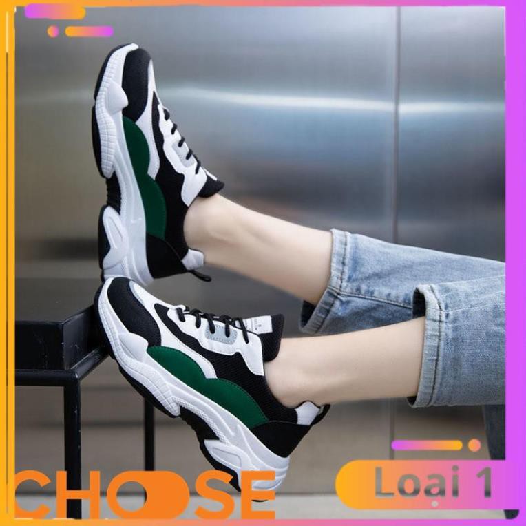 [Bản Mới Nhất] Giày Sneaker Nữ Choose Thể Thao Đế Độn 5cm Họa Tiết Phản Quang Phối Màu Đen Xanh Rêu Đẹp Mắt G29K9 | BigBuy360 - bigbuy360.vn